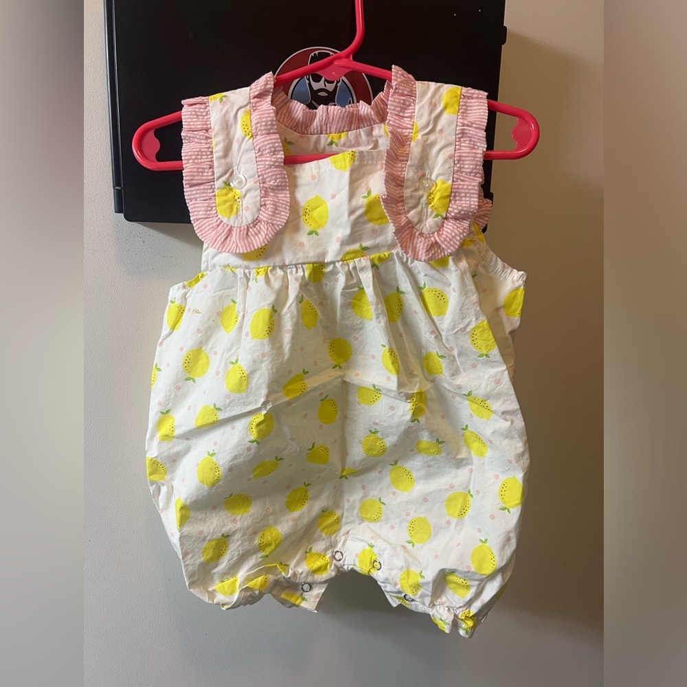 Stitchy Fish Lemon Print Baby/Toddler Romper 9M